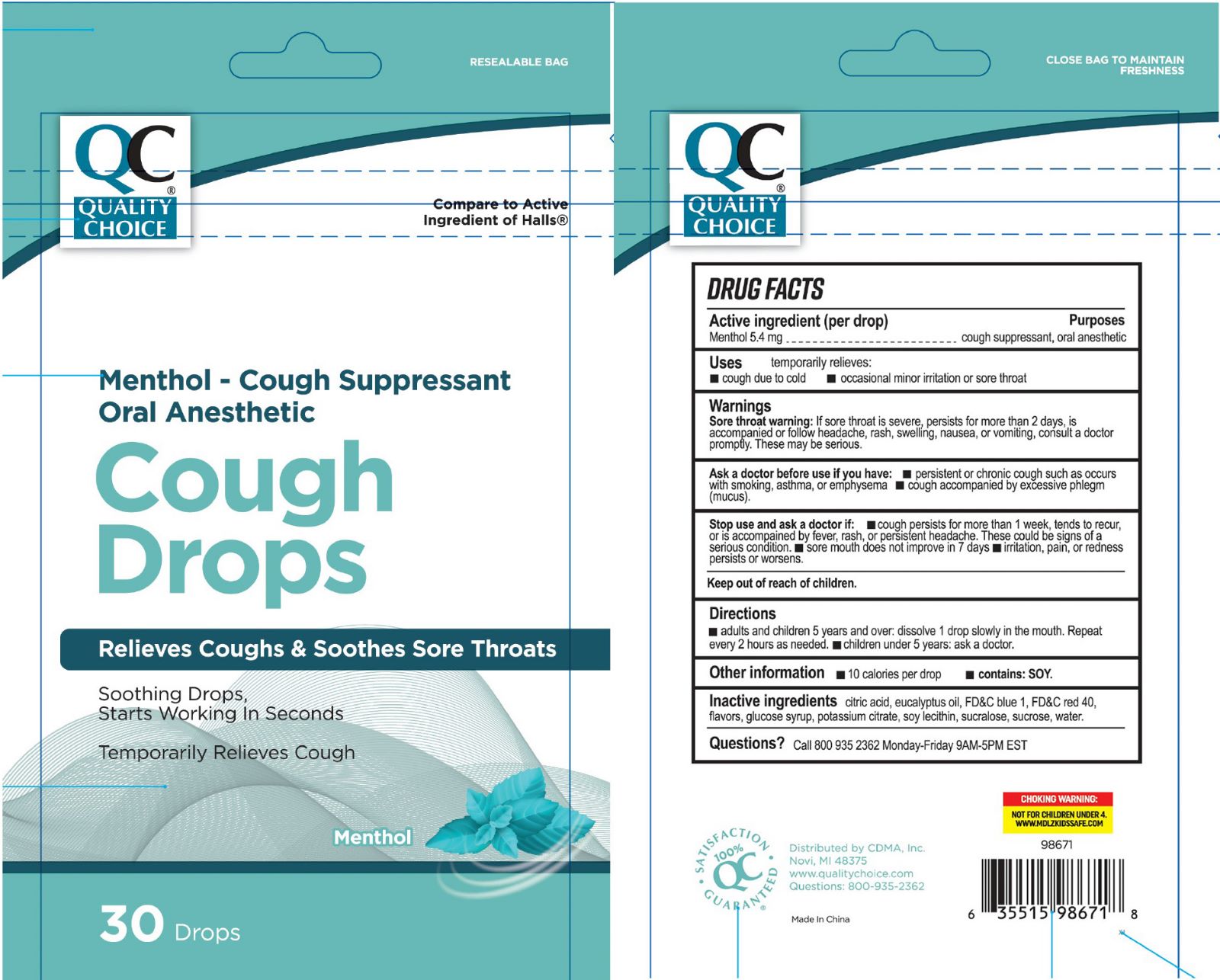 QC-MGC-YNBY Cough Drops Menthol 30