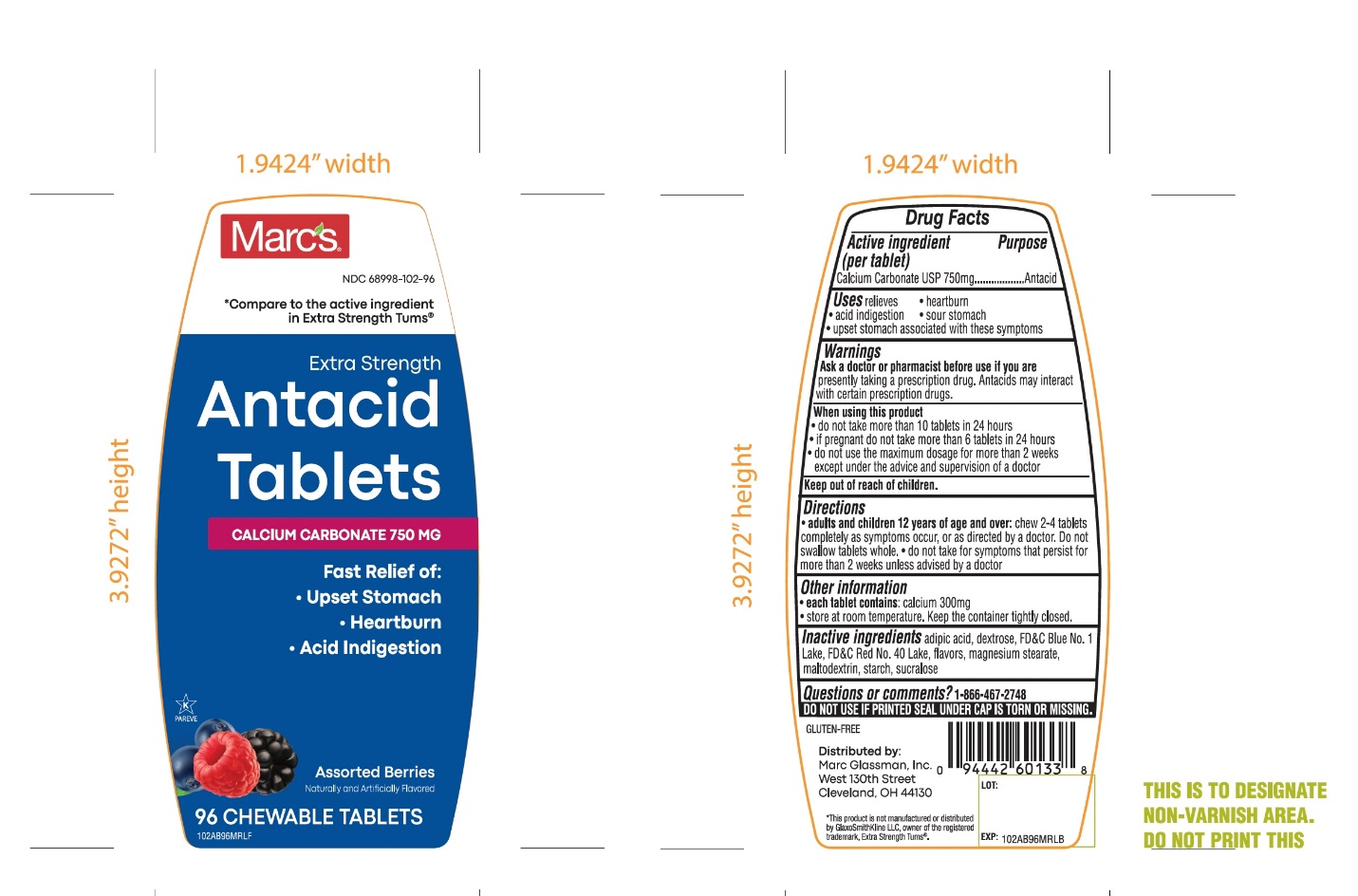 Extra Strength Antacid Tablets 96 counts