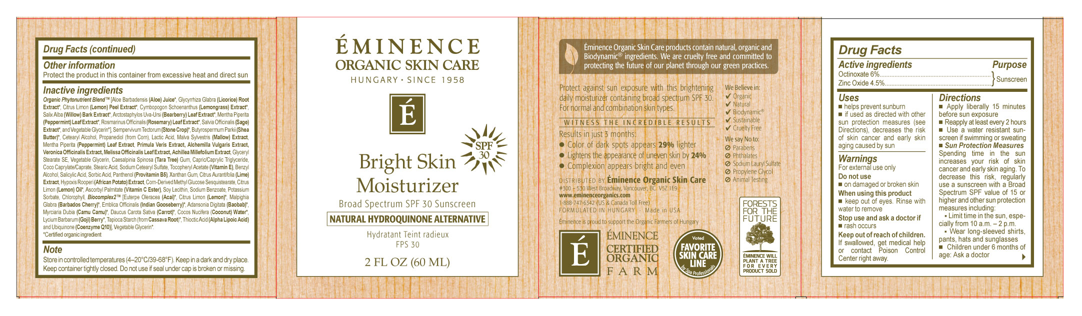 Eminence Bright Skin Moisturizer Broad Spectrum Spf 30 Sunscreen