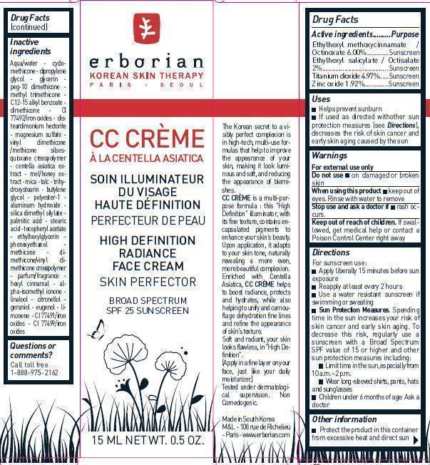 Composition ERBORIAN CC Crème - Soin illuminateur du visage SPF 25