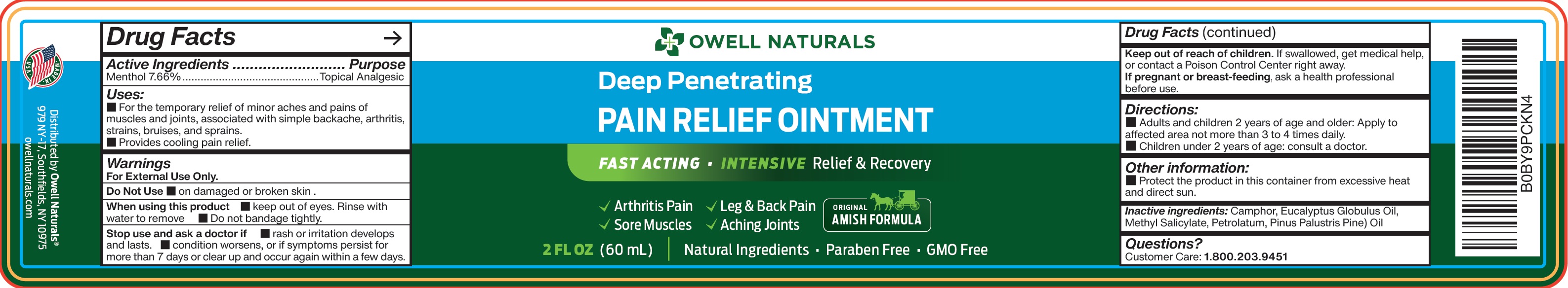 OWELL NATURALS Deep Penetrating Pain Relief Ointment