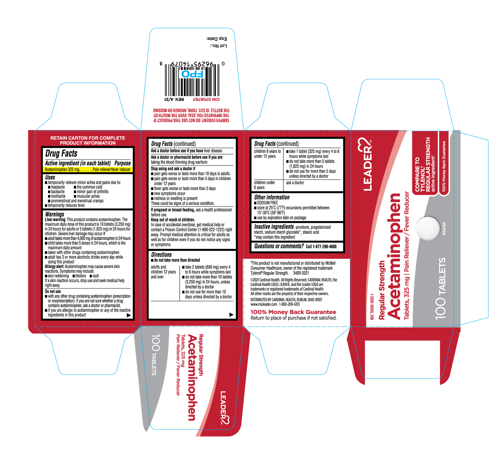 Acetaminophen Tablets 325mg-100ct-Carton