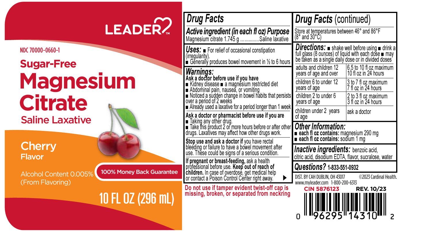 Leader Magnesium Citrate Oral Solution - Cherry