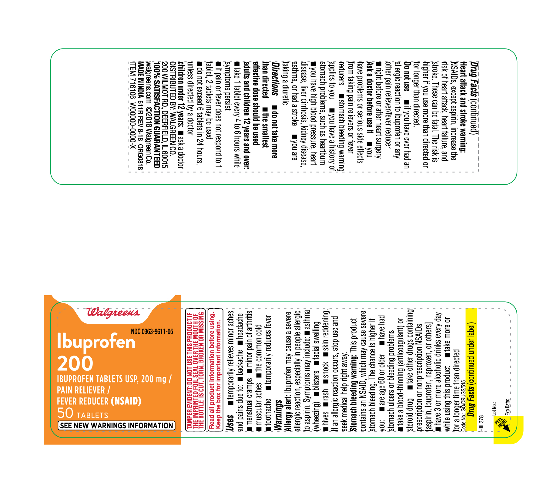 Ibuprofen200mg-walgreens-50ct-Bottle label