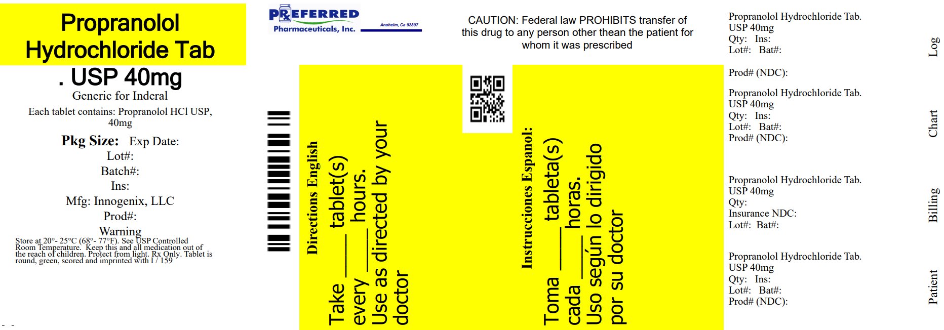 PROPRANOLOL HYDROCHLORIDE TABLETS, USPRx