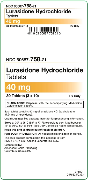 40 mg Lurasidone Hydrochloride Tablets Carton