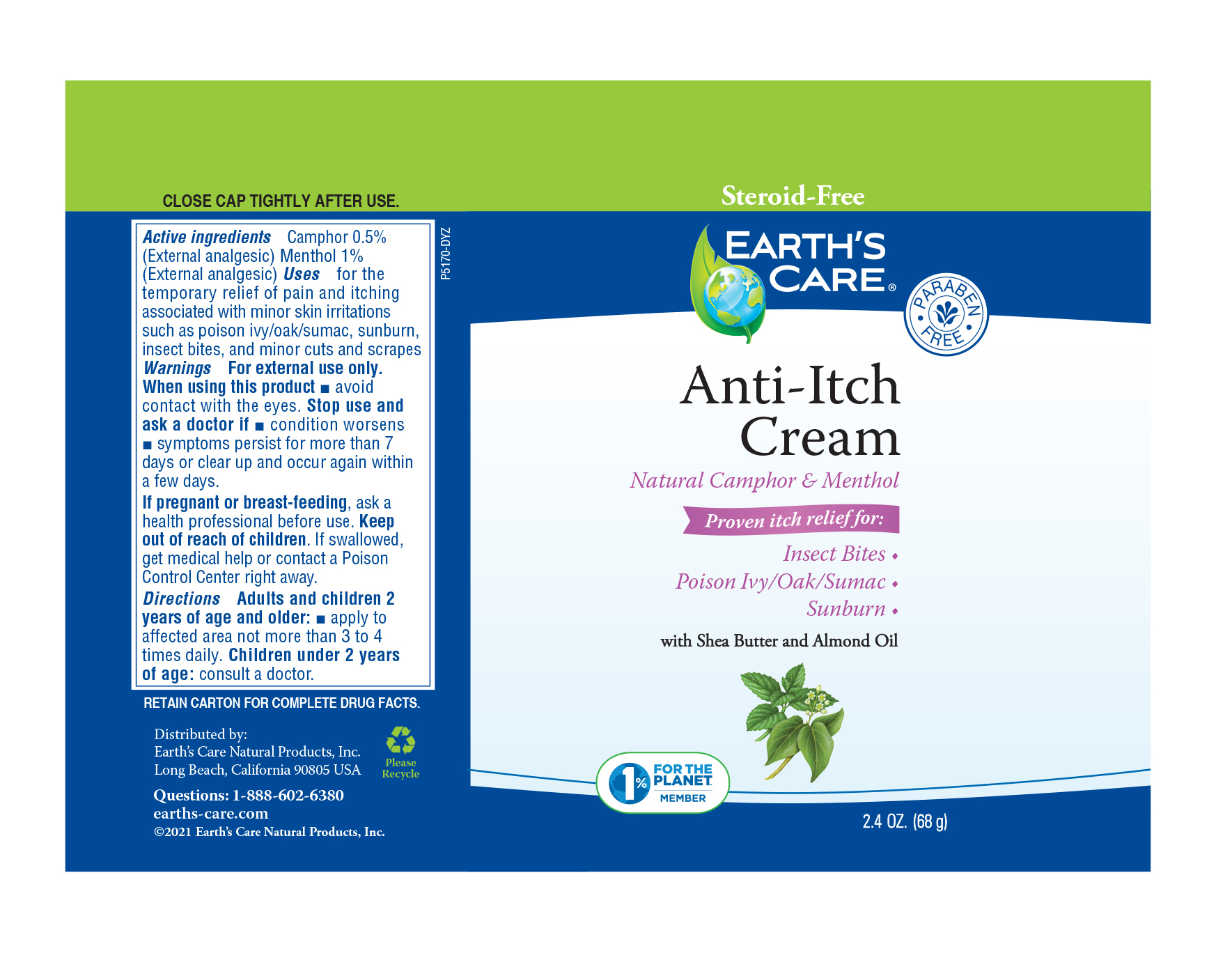 Earths Care ™anti Itch Cream 2851