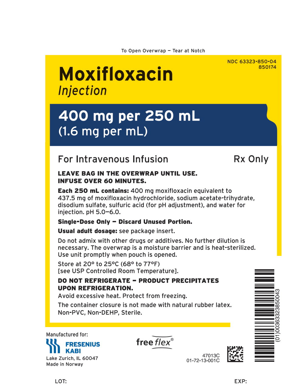 PACKAGE LABEL - PRINCIPAL DISPLAY – Moxifloxacin 250 mL Overwrap
