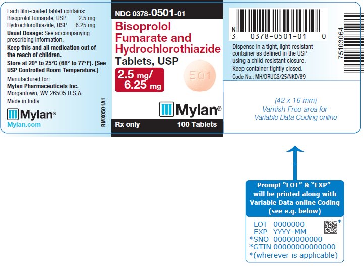 Bisoprolol Fumarate and Hydrochlorothiazide Tablets 2.5 mg/6.25 mg Bottle LabelBisoprolol Fumarate and Hydrochlorothiazide Tablets 2.5 mg/6.25 mg Bottle Label