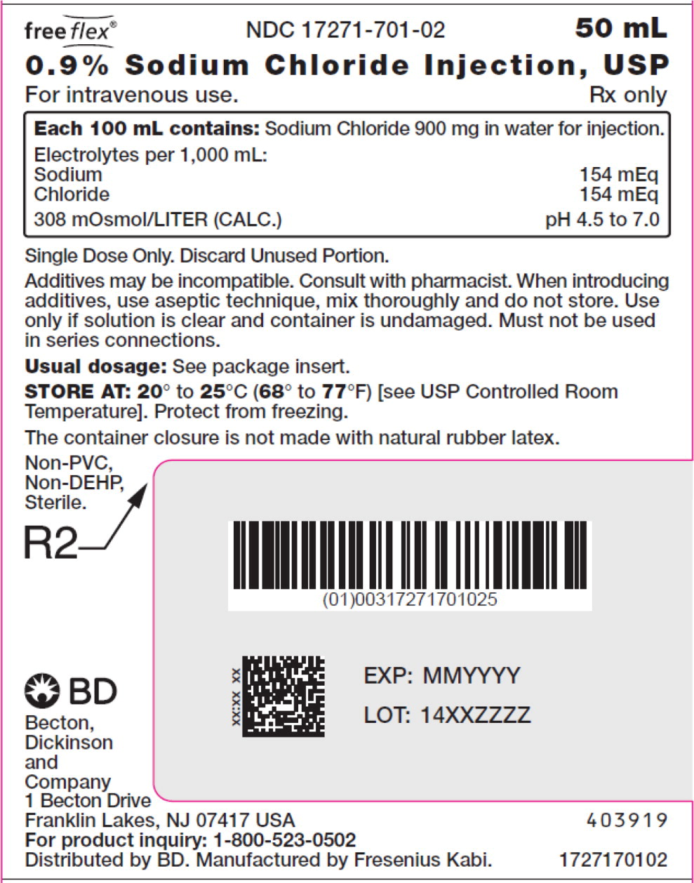 PACKAGE LABEL – PRINCIPAL DISPLAY PANEL – Sodium Chloride 50 mL Bag Label

