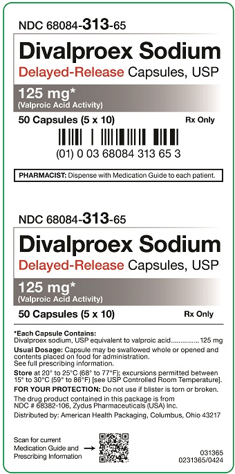 125 mg Divalproex Sodium Delayed-Release Capsules Carton-50UD