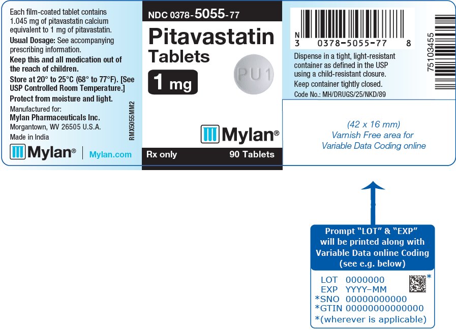 Pitavastatin Tablets 1 mg Bottle Label