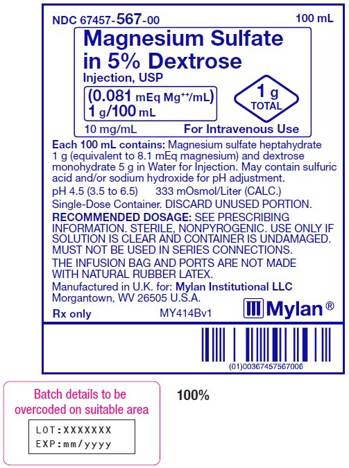 Magnesium Sulfate in 5% Dextrose Injection Label 1 g/100 L