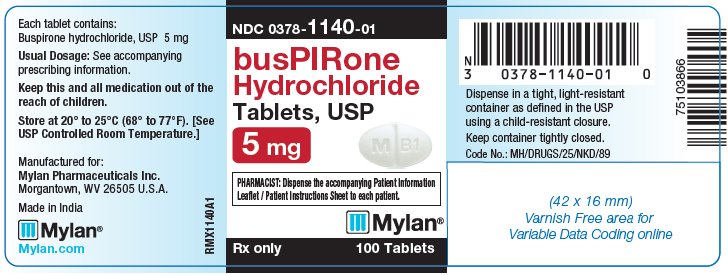 Buspiron Hydrochloride Tablets 5 mg Bottle Label