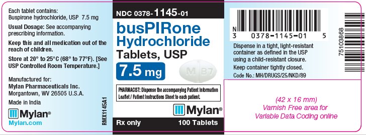 Buspiron Hydrochloride Tablets 7.5 mg Bottle Label