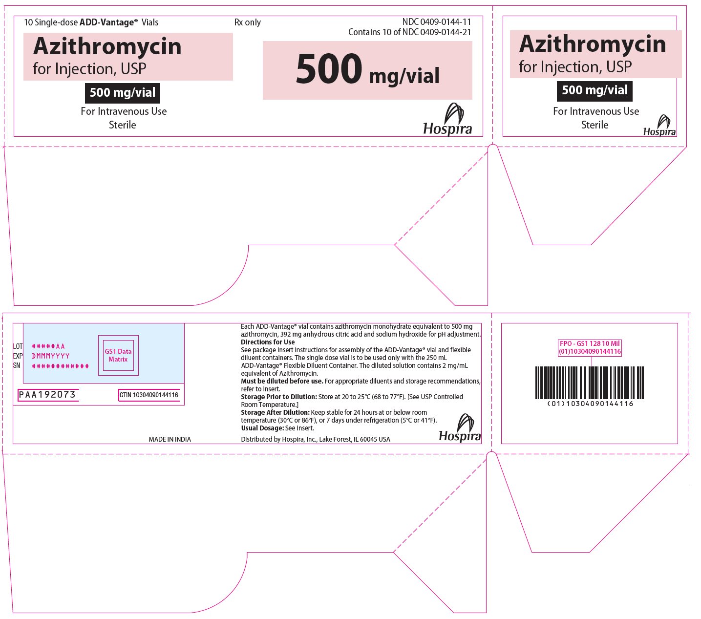 PRINCIPAL DISPLAY PANEL - 500 mg Vial Tray