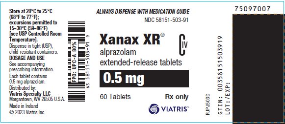 Carton Label 0.5 mg Xanax XR NDC 58151-503-91