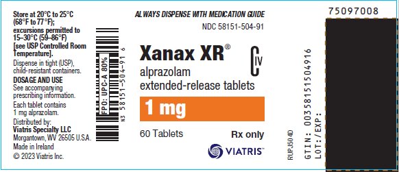 Carton Label 1 mg Xanax XR NDC 58151-504-91