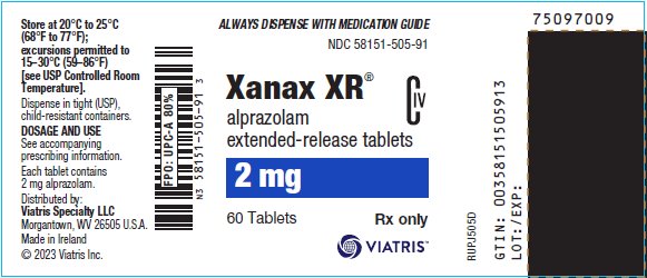 Carton Label 2 mg Xanax XR NDC 58151-505-91