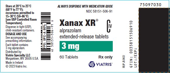 Carton Label 3 mg Xanax XR NDC 58151-506-91