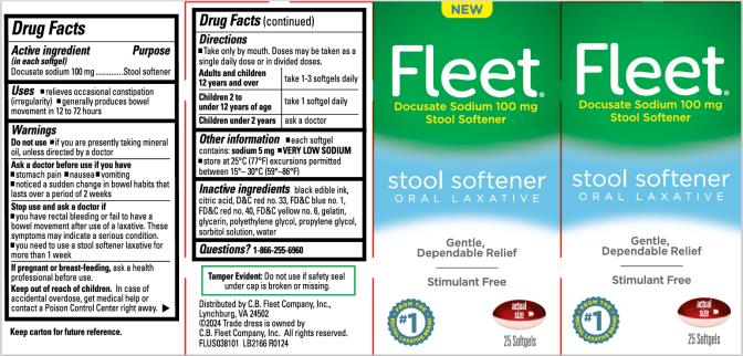 Principal Display Panel 
Fleet
Docusate sodium 100 mg Stool Softener
Oral Laxative

25 softgels
