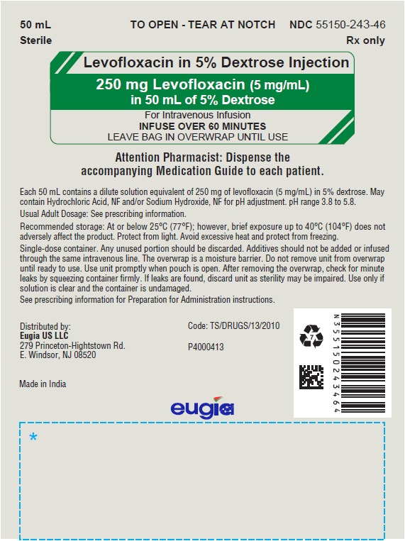 PACKAGE LABEL-PRINCIPAL DISPLAY PANEL - 250 mg Levofloxacin (5 mg / mL) in 50 mL of 5% Dextrose - Pouch (Overwrap) Label