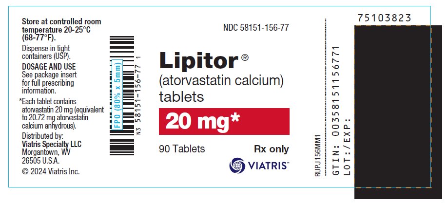 Lipitor® 20 mg Bottle Label
