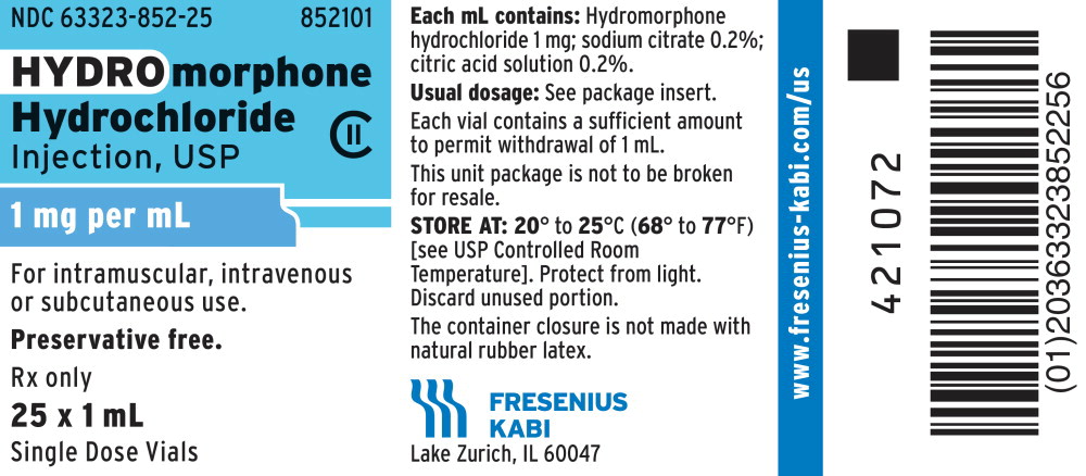 PACKAGE LABEL - PRINCIPAL DISPLAY - Hydromorphone Hydrochloride 1 mg Carton Label

