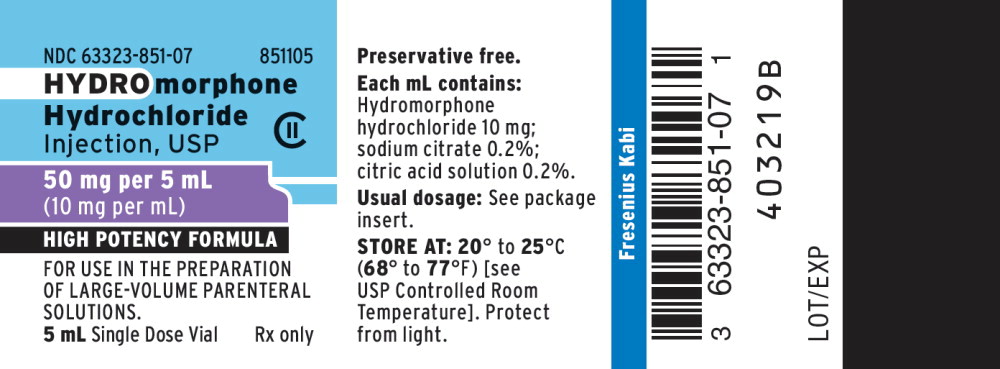 PACKAGE LABEL - PRINCIPAL DISPLAY - Hydromorphone Hydrochloride 50 mg Vial Label
