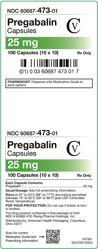 25 mg Pregabalin Capsules Carton