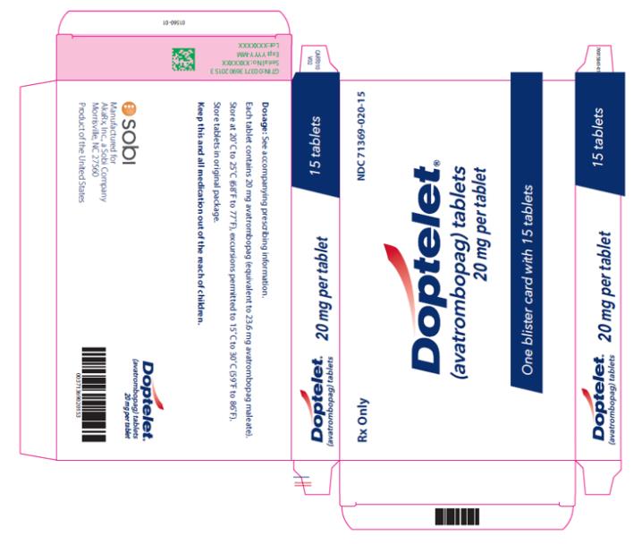 PRINCIPAL DISPLAY PANEL
NDC 71369-020-15
15 mg per tablet
Rx Only
Doptelet
one blister card with 15 tablets

