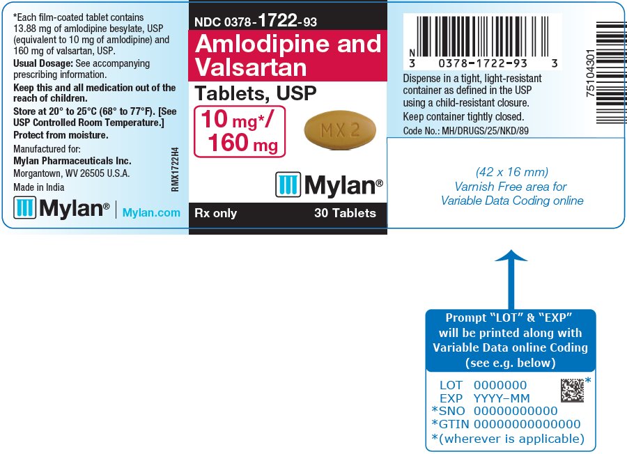 Amlodipine and Valsartan Tablets 10 mg/160 mg Bottle Label