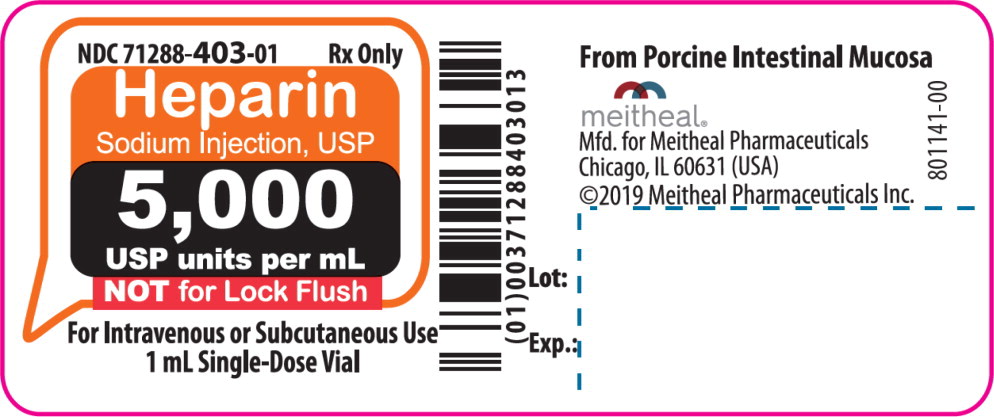 Principal Display Panel – Heparin Sodium Injection, USP 5,000 USP units per mL Vial Label