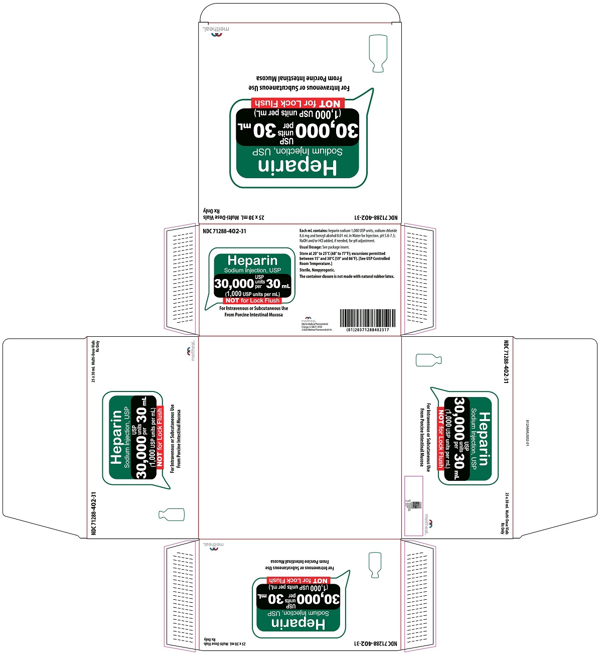 Principal Display Panel – Heparin Sodium Injection, USP 30,000 USP units per 30 mL Carton