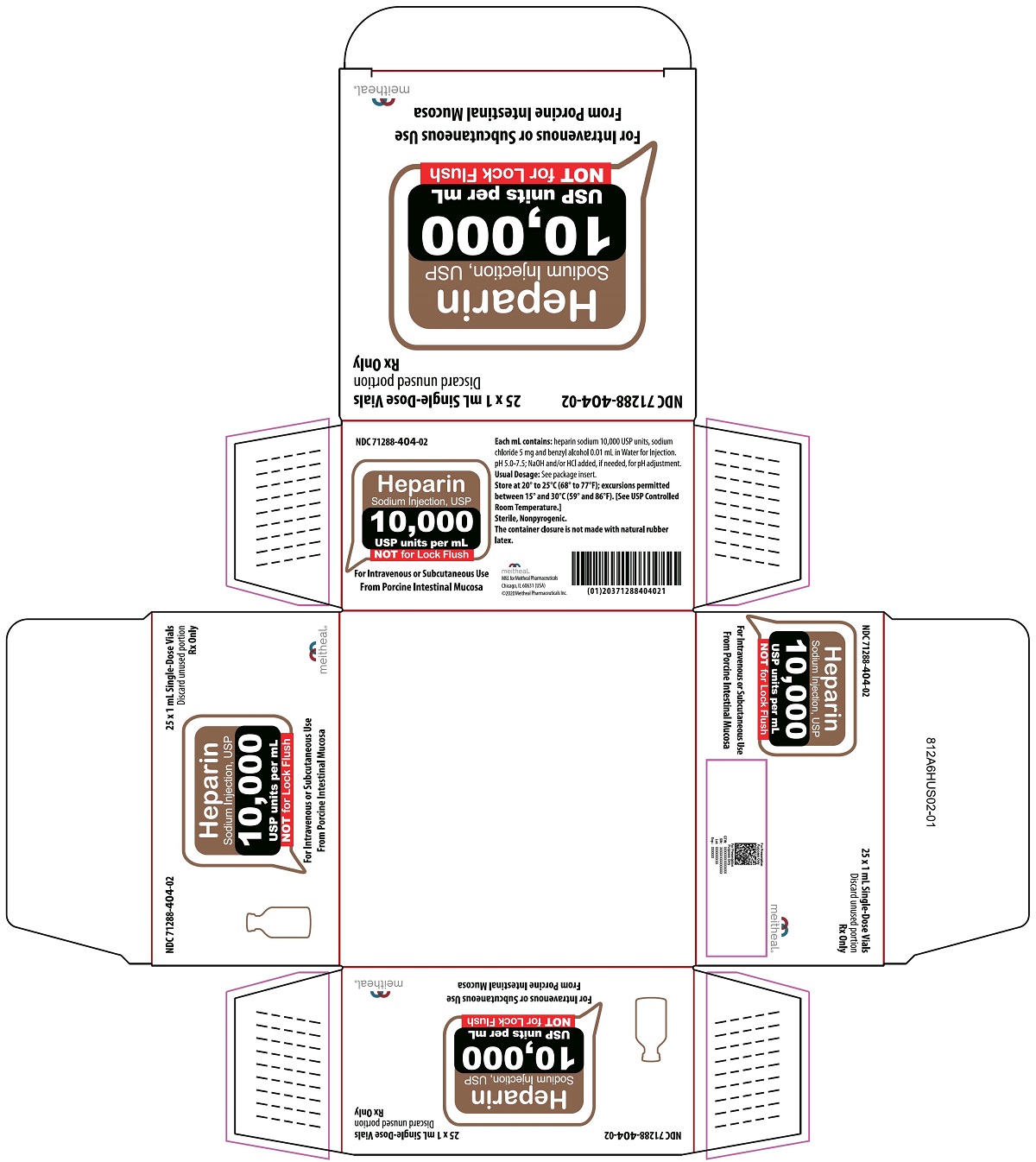 Principal Display Panel – Heparin Sodium Injection, USP 10,000 USP units per mL Carton