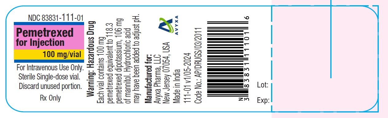 Pemetrexed for Injection, 100mg/vial- Container Label