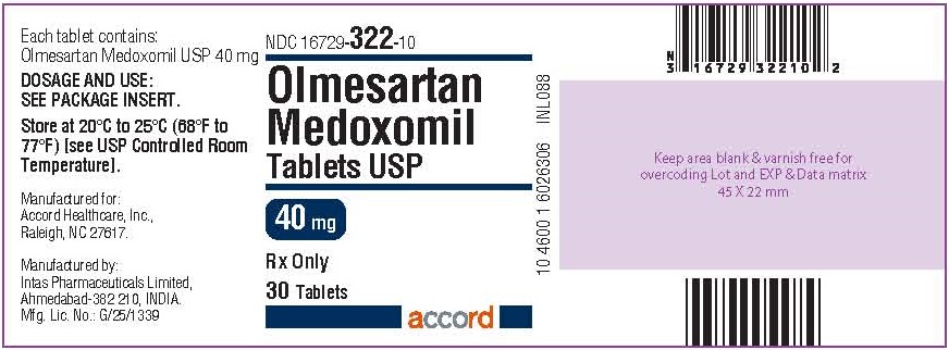 Olmesartan Medoxomil Tablets – 40 mg 30 Bottle Label