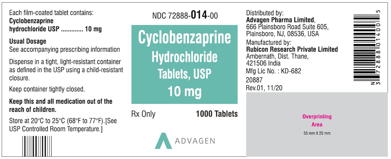 NDC 72888-014-00 bottles of 1000 tablets