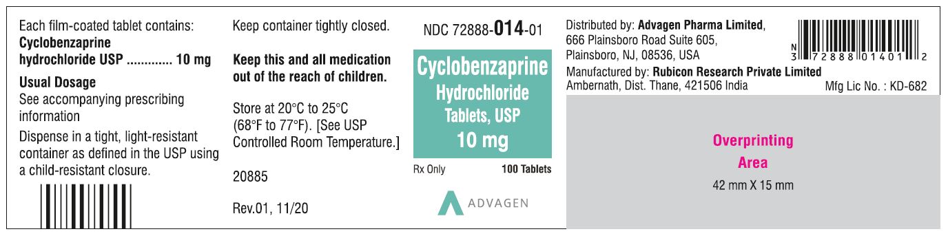 NDC 72888-014-01 bottles of 100 tablets