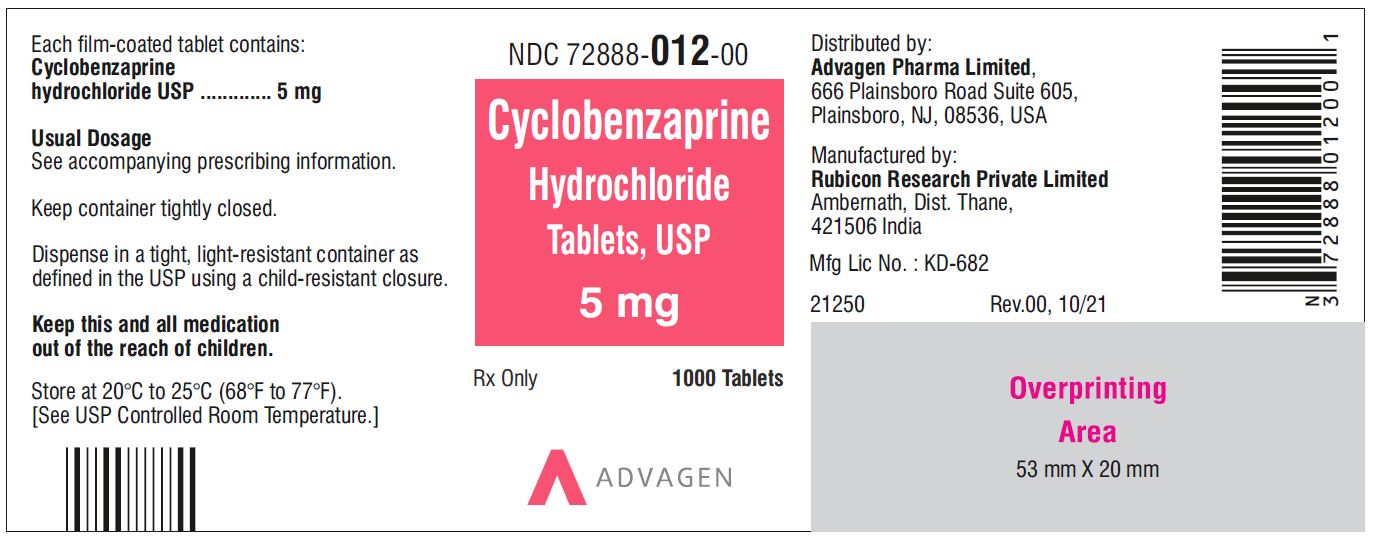 NDC 72888-012-00 bottles of 1000 tablets