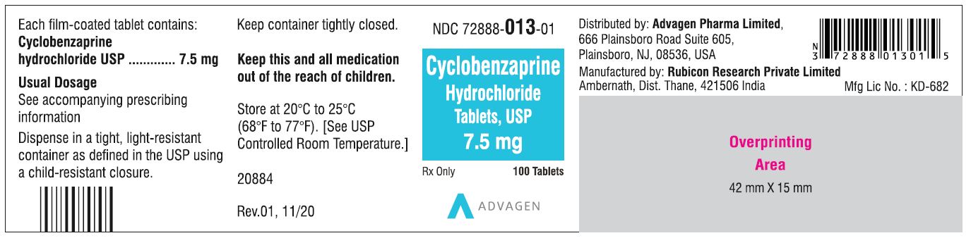 NDC 72888-013-01 bottles of 100 tablets