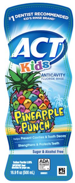 PRINCIPAL DISPLAY PANEL
ACT
KIDS
ANTICAVITY
FLUORIDE RINSE
PiNEAPPLE
PUNCH
16.9 fl oz (500 mL)
