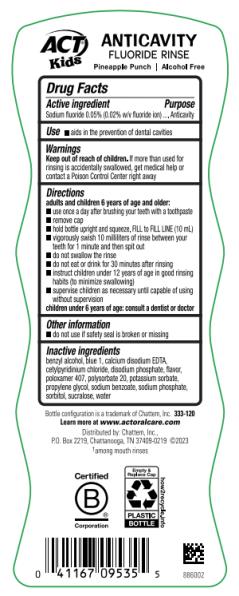 PRINCIPAL DISPLAY PANEL
ACT
KIDS
ANTICAVITY
FLUORIDE RINSE
PiNEAPPLE
PUNCH
16.9 fl oz (500 mL)
