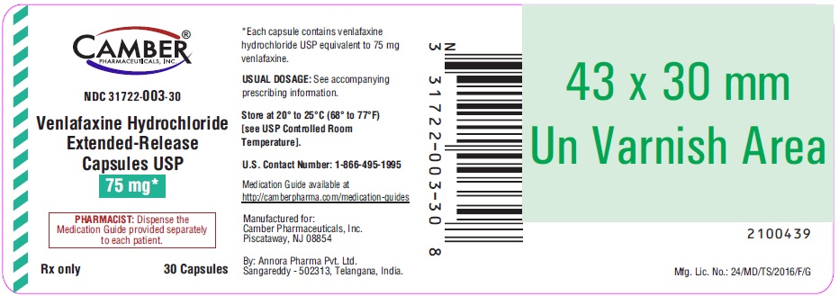 Venlafaxine Hydrochloride 75mg 30 capsules