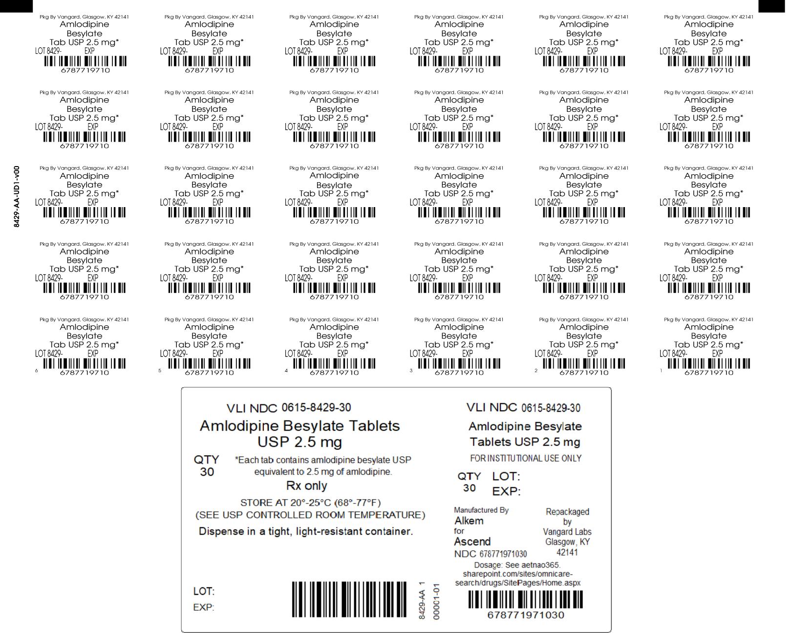 Amlodipine 2.5mg tab unit-dose label