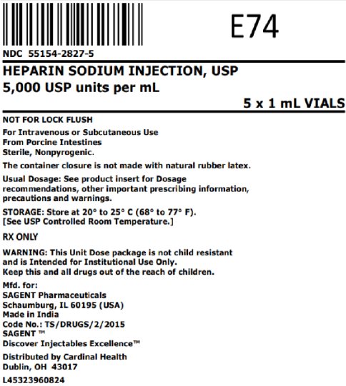 5000USP units/mL 5x1mL vial bag label