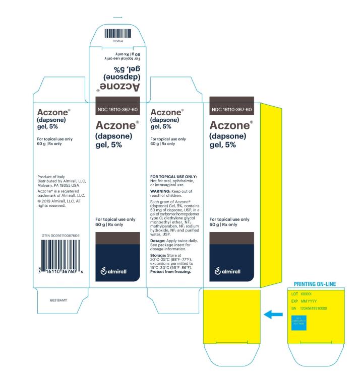 NDC 16110-367-60
Aczone®
(dapsone) gel, 5%
For tropical use only
60 g Rx only 
almirall
