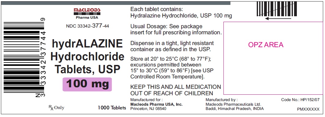 Hydralazine Hydrochloride Tablets, USP Prescribing Information