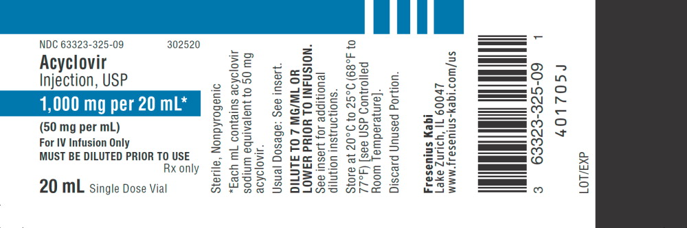 PACKAGE LABEL - PRINCIPAL DISPLAY - Acyclovir 20 mL Single Dose Vial Label
