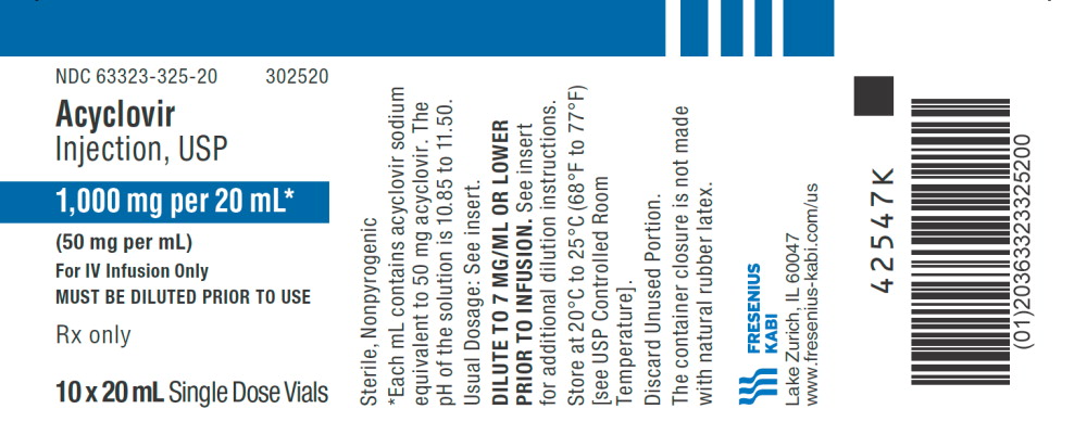 PACKAGE LABEL - PRINCIPAL DISPLAY - Acyclovir 20 mL Single Dose Vial Tray Label
